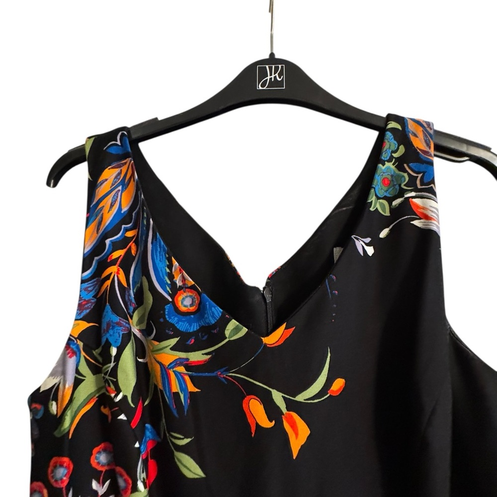 Eva Rose Black Floral V-Neck Fit & Flare 100% Cotton Retro Garden Party dress - Picture 3 of 15